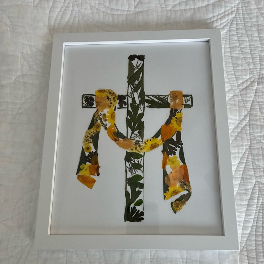 Floral Cross Framed Art